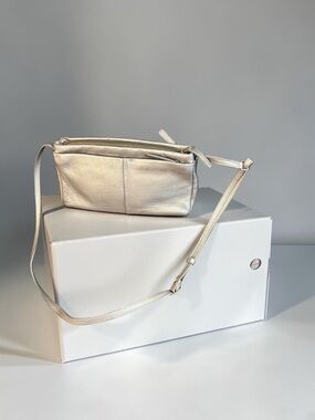 Derek Alexander Silver Leather Crossbody Bag